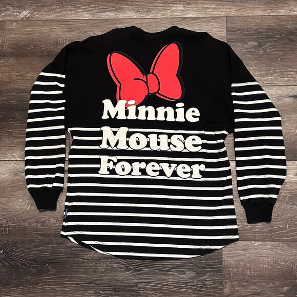 Disney Store Parks Spirit Jersey Minnie Mouse Forever Black White Striped,XSmall - Picture 5 of 9